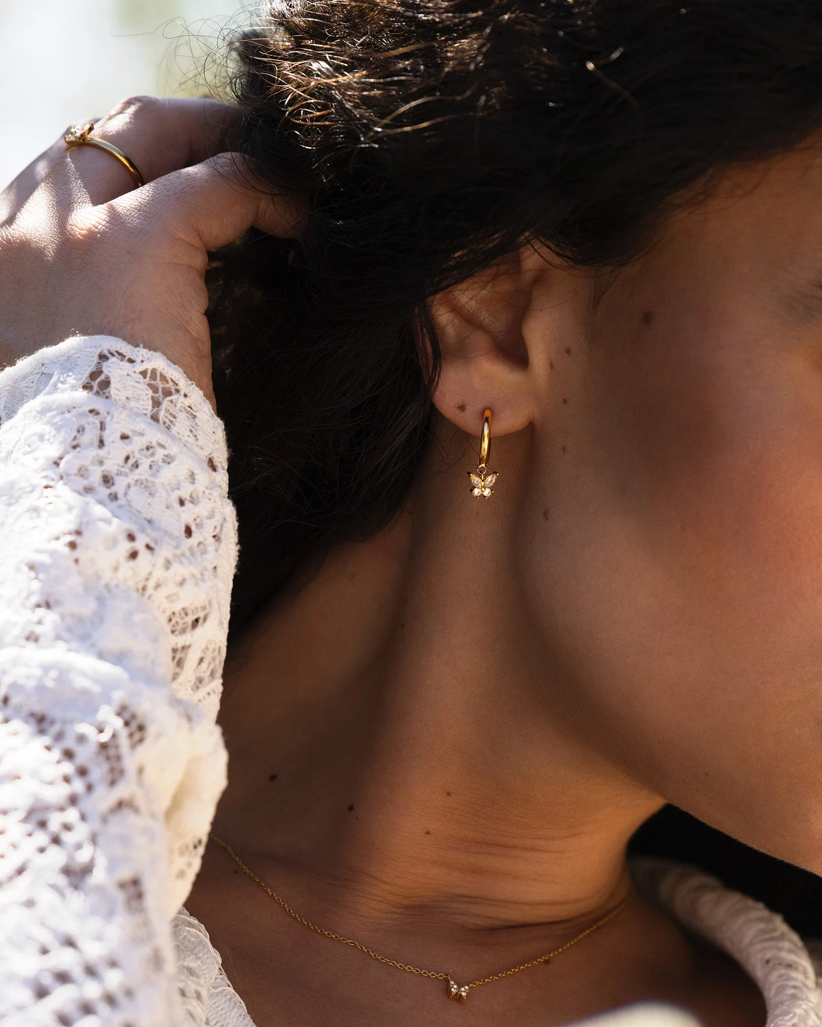 Butterfly Gold Hoops - Image 3