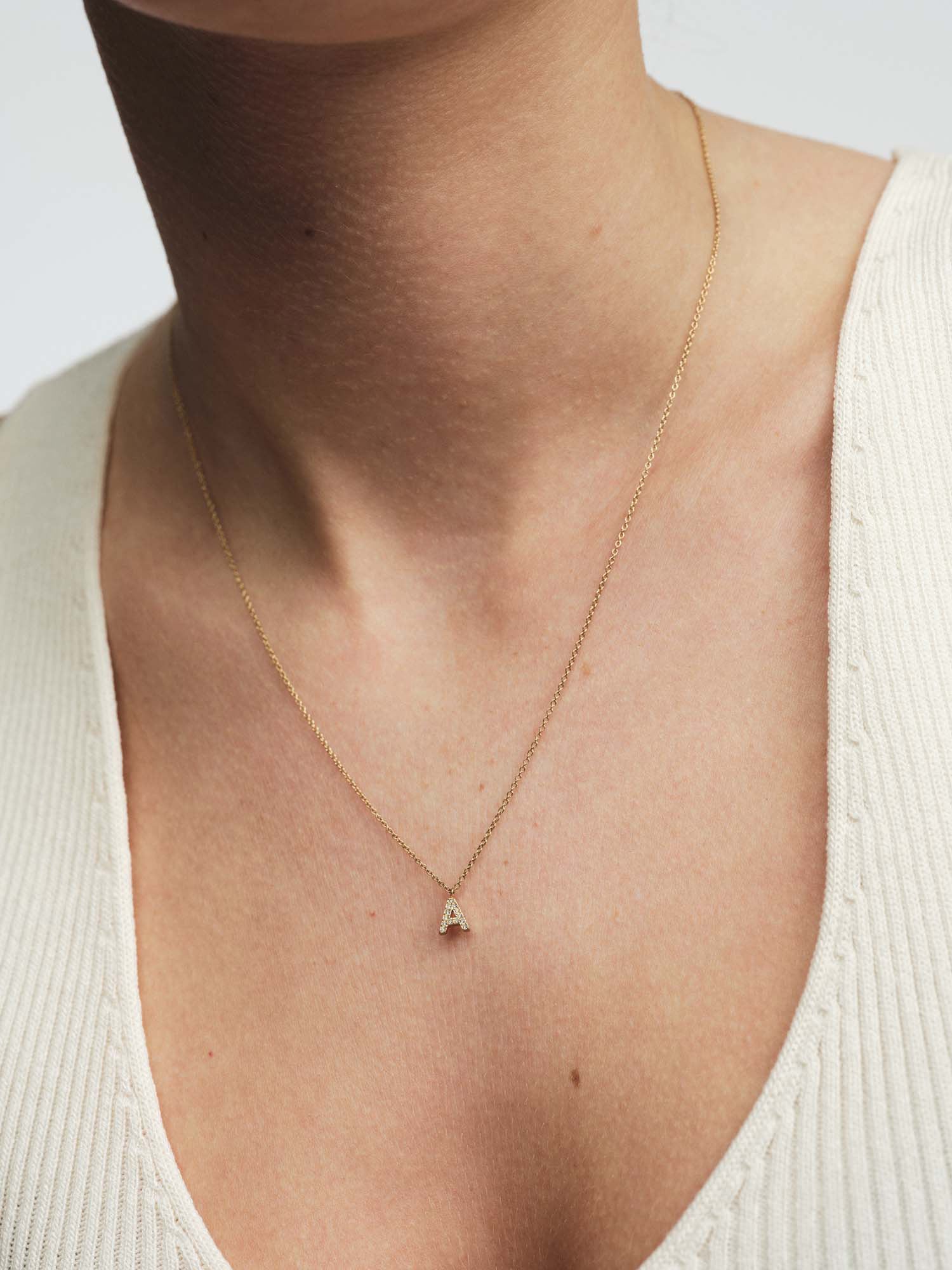 Petite Stone Letter Necklace - Image 6